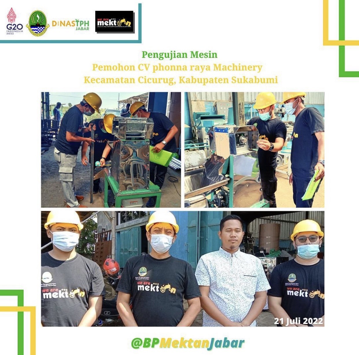 Pengujian Mesi Phonna Raya Machinery Kecamatan Cicurug Kabupaten Sukabumi